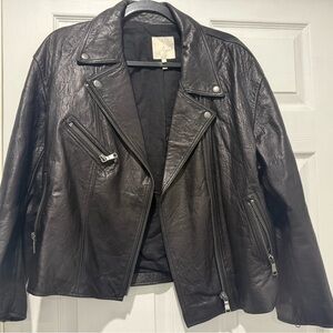 Joie Black 100% Leather Biker Jacket